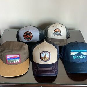 Lot of five (5) National Parks Hats